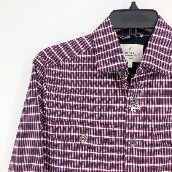 CONSTRUCT Men's Micro Plaid Fleece Lined Shirt Jacket Small Long Sleeve NWOT - Picture 6 of 11